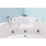 Angelica with Heater 55 in. Acrylic Center Drain Corner Alcove Whirlpool Bathtub in White - Super Arbor