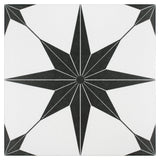 Merola Tile Stella Nero Encaustic 9-3/4 in. x 9-3/4 in. Porcelain Floor and Wall Tile (11.11 sq. ft. / case)