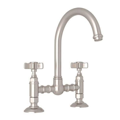Rohl Italian Kitchen San Julio Satin Nickel 2-Handle Deck-Mount Bridge Handle Kitchen Faucet