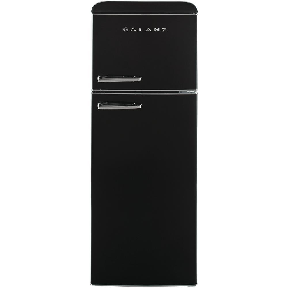 7.6 cu.ft. Retro Mini Refrigerator with Dual Door and True Freezer in Black - Super Arbor