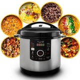 12 Qt. Black and Silver Electric Pressure Cooker with Automatic Shut-Off and Keep Warm Setting