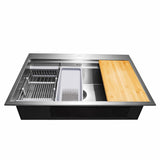 Handcrafted All-in-One Drop-In 33 in. x 22 in. x 9 in. Single Bowl Kitchen Sink in Stainless Steel with Accessories