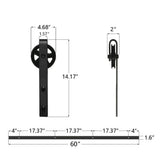 5 ft./60 in. Black Sliding Barn Door Track and Hardware Kit with Bigwheel J-Shape Hanger For Single Door - Super Arbor