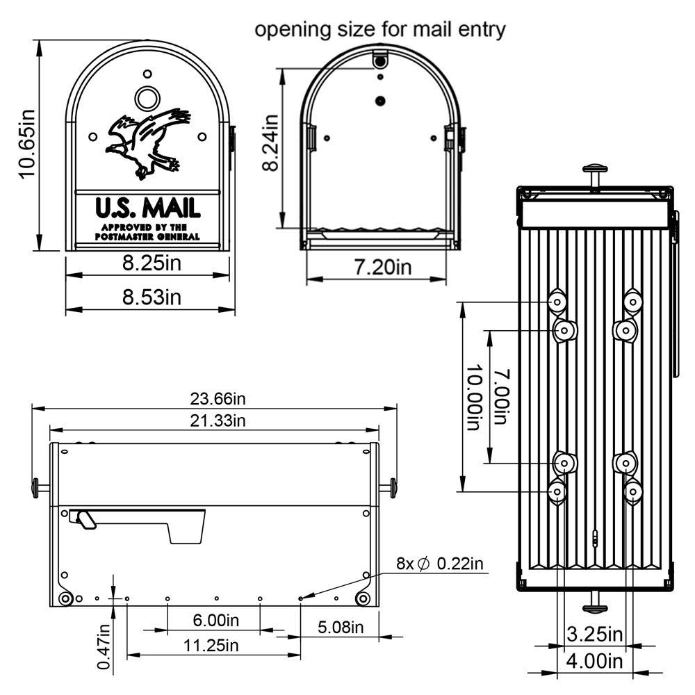 Outback Double Door, Large, Steel, Post Mount Mailbox, Black - Super Arbor