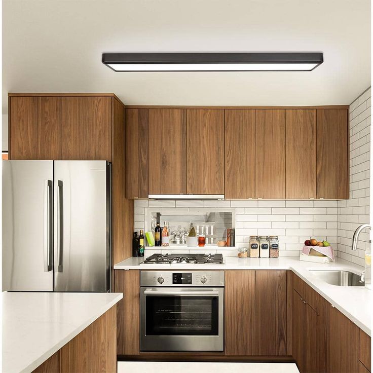 Commercial Electric 4 ft. x 10 in. Deco Matte Black Back-Lit Flat Panel LED Flush Mount 4000 Lumens 3000K 4000K 5000K Dimmable