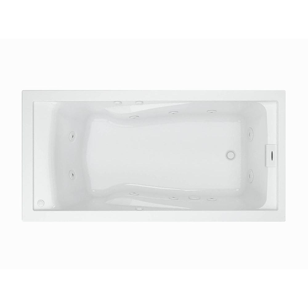 EverClean 72 in. Acrylic Rectangular Drop-in Whirlpool Bathtub in White - Super Arbor