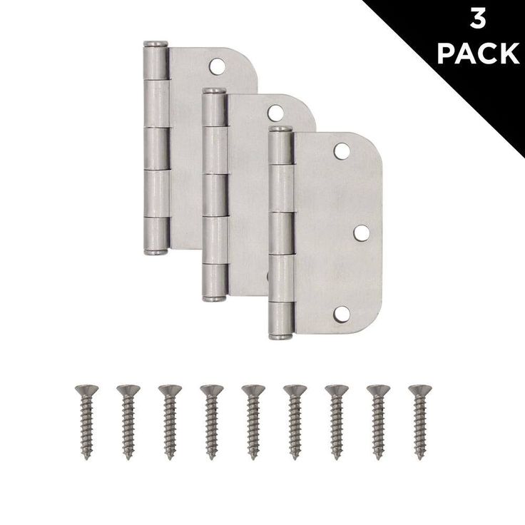 3-1/2 in. Satin Nickel 1/4 in. Radius Door Hinges Value Pack (3-Pack)