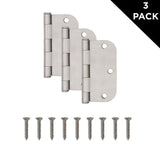 3-1/2 in. Satin Nickel 1/4 in. Radius Door Hinges Value Pack (3-Pack)