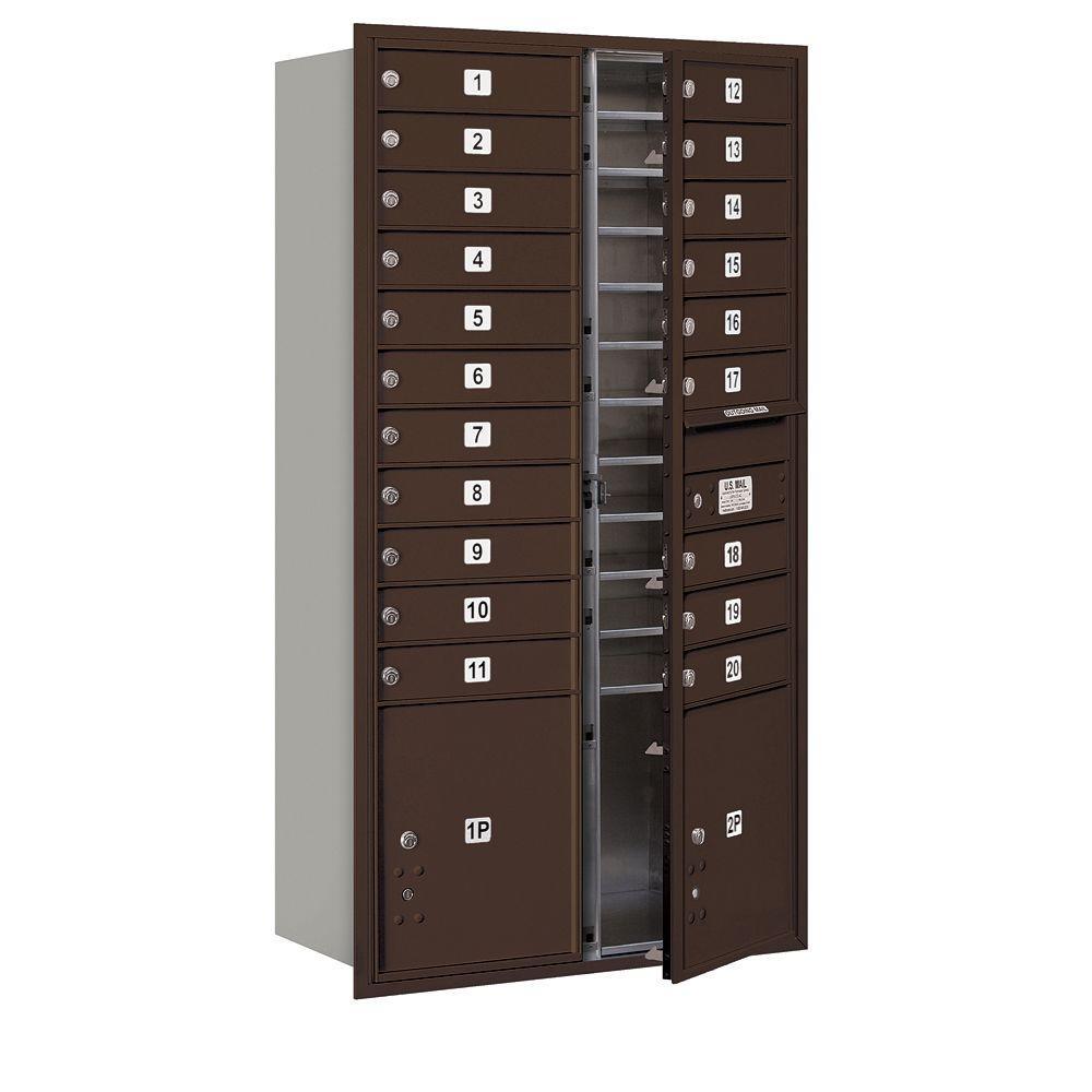 56 3/4 in. H x 31-1/8 in. W Aluminum Front Loading 4C Horizontal Mailbox with 20 MB1 Doors/2 PL's - Super Arbor