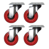 3 in. Rhubarb Red Swivel Caster with 132 lbs. Load Capacity (4-Pack) - Super Arbor