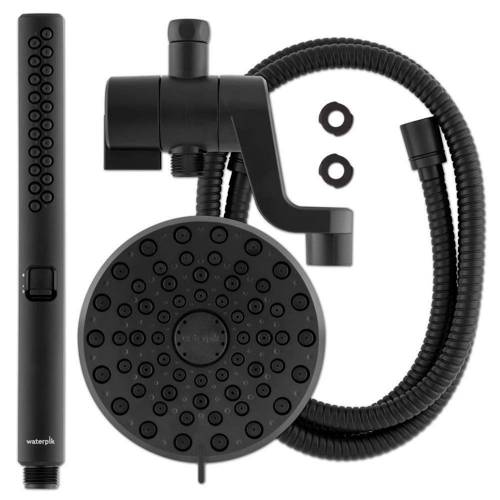 12-Spray High Pressure 1.8 GPM 5 in. Wall Mount Dual Shower Head and Handheld Shower Head in Matte Black - Super Arbor
