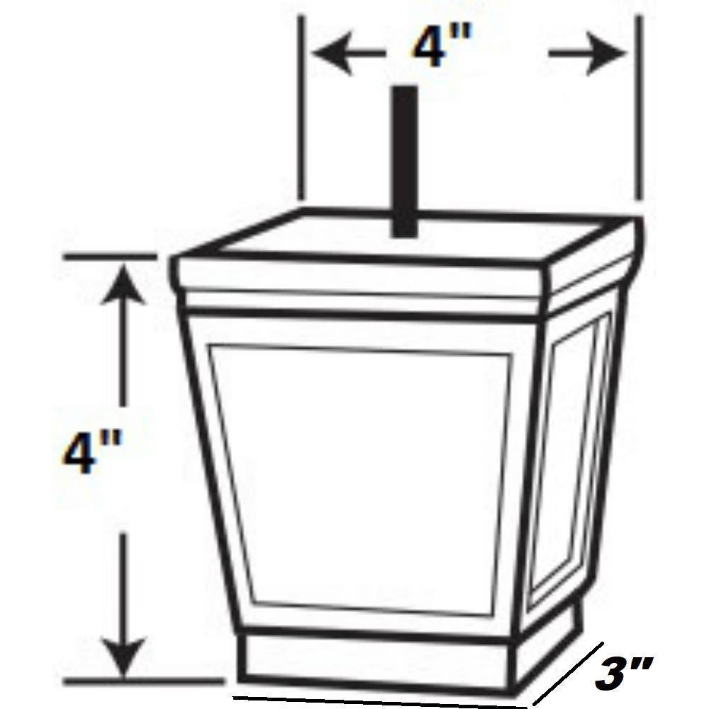 4 in. x 4 in. Unfinished Solid Hardwood Square Bun Foot - Super Arbor