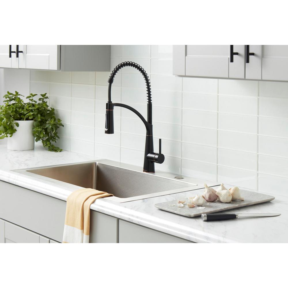 Brenner Commercial Style Single-Handle Pull-Down Sprayer Kitchen Faucet in Oil Rubbed Bronze Finish - Super Arbor