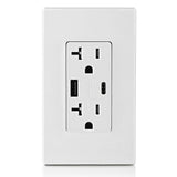 20 Amp Tamper Resistant Duplex Outlet with Type A and Type-C USB Chargers, White - Super Arbor