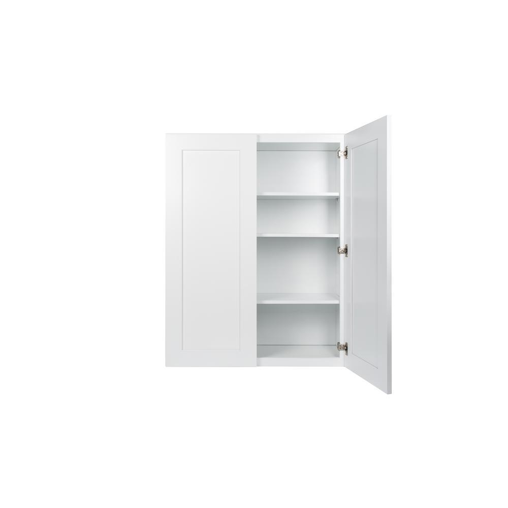 Ready to Assemble 30x30x12 in. Shaker Double Door Wall Cabinet with 2-Shelf in White - Super Arbor