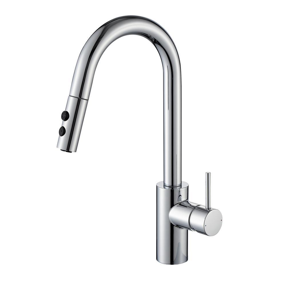 Single-Handle Pull-Down Sprayer Kitchen Faucet with 2-Function Sprayhead in Matte Black - Super Arbor