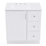 Style Selections Davies 30-in White Single Sink Bathroom Vanity with White Cultured Marble Top (Mirror Included)