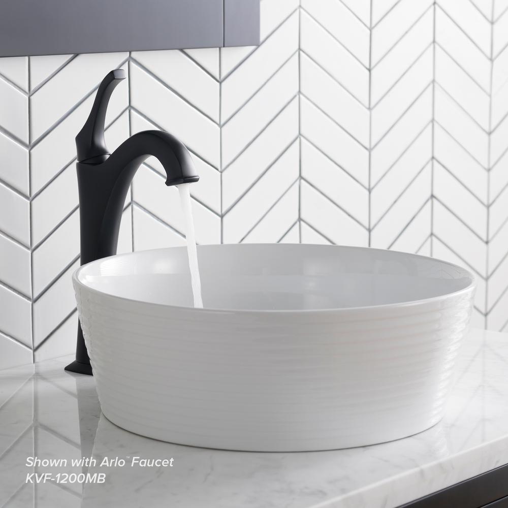 Viva 15-3/4 in. Round Porcelain Ceramic Vessel Sink in White - Super Arbor