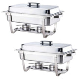 8 Qt. Foldable Frame Stainless Steel Chafing Dish Buffet Chafer Complete (Set of 2)