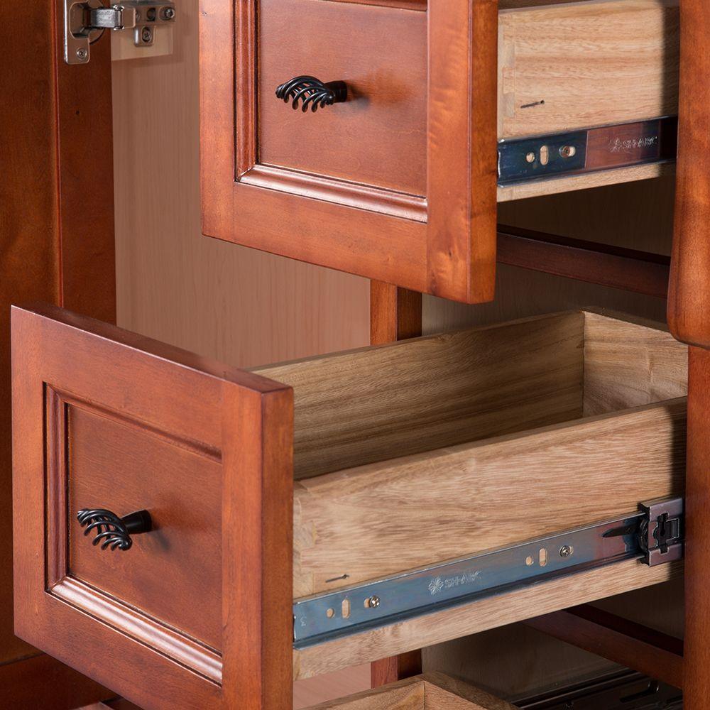 Naples 30 in. W 21.63 in. D Vanity Cabinet Only in Warm Cinnamon with Left Hand Drawers - Super Arbor