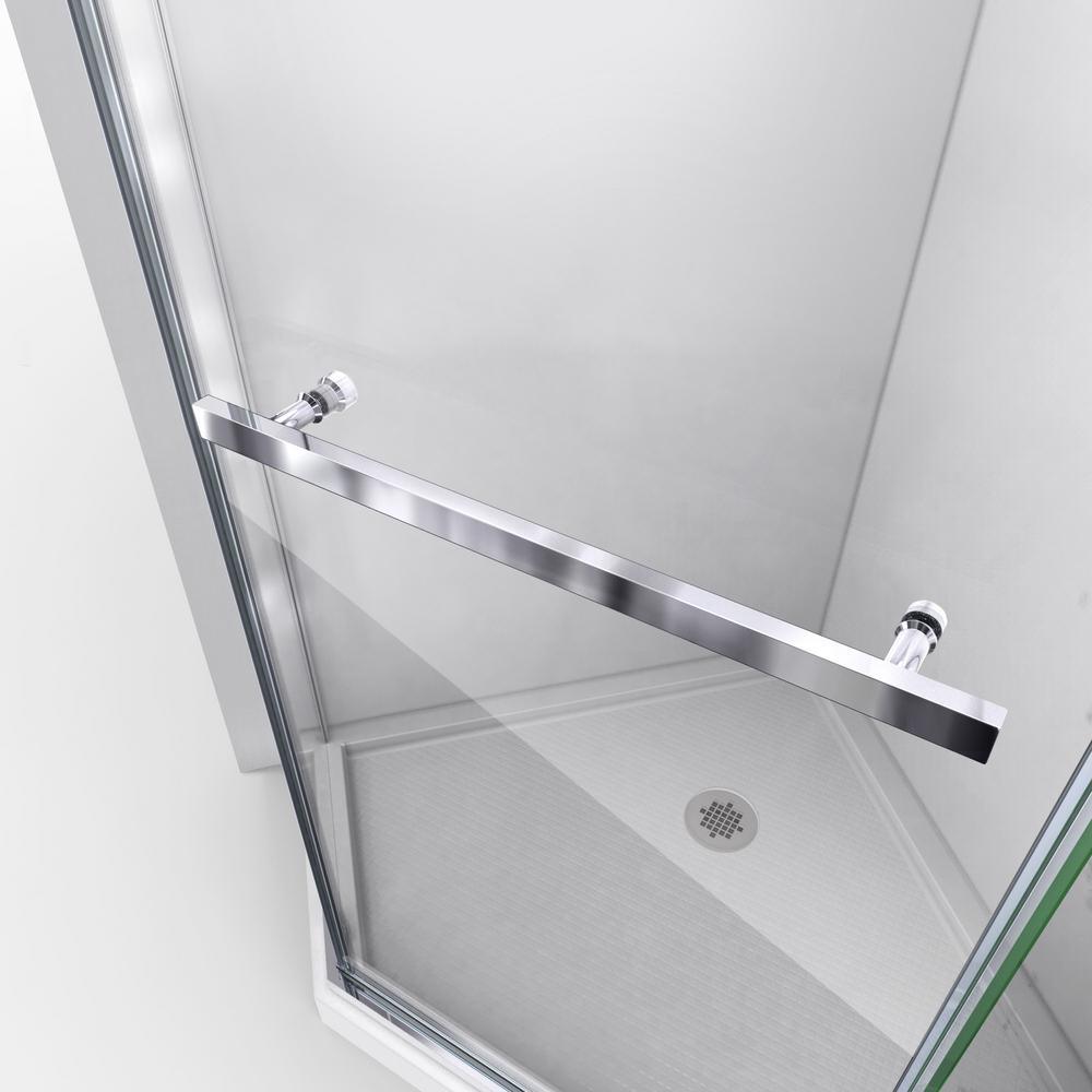 Prism 40-1/8 in. x 40-1/8 in. x 72 in. Semi-Frameless Neo-Angle Pivot Shower Enclosure in Brushed Nickel - Super Arbor