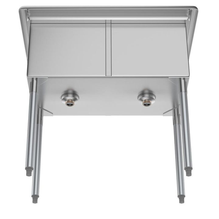 Freestanding Stainless Steel 36 in. 2-Hole Double Bowl Commercial Kitchen Sink
