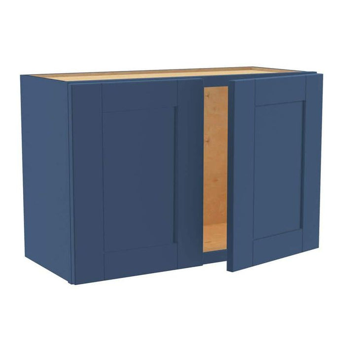 Home Decorators Collection Washington Vessel Blue Plywood Shaker Assembled Wall Kitchen Cabinet Soft Close 27 W in. 12 D in. 18 in. H