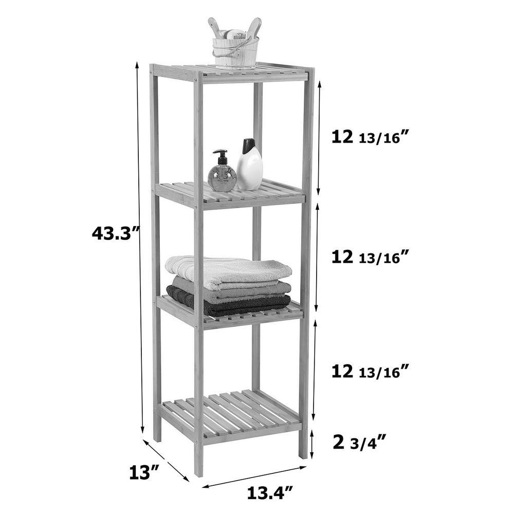 13 in. W Multi-Use Shelving Unit Tower 4-Shelves Ecobio in Bambo - Super Arbor