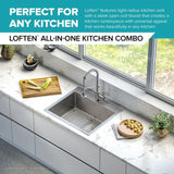 Loften All-in-One Dual Mount Stainless Steel 25in. Single Bowl Kitchen Sink with Pull Down Faucet in Black and Steel