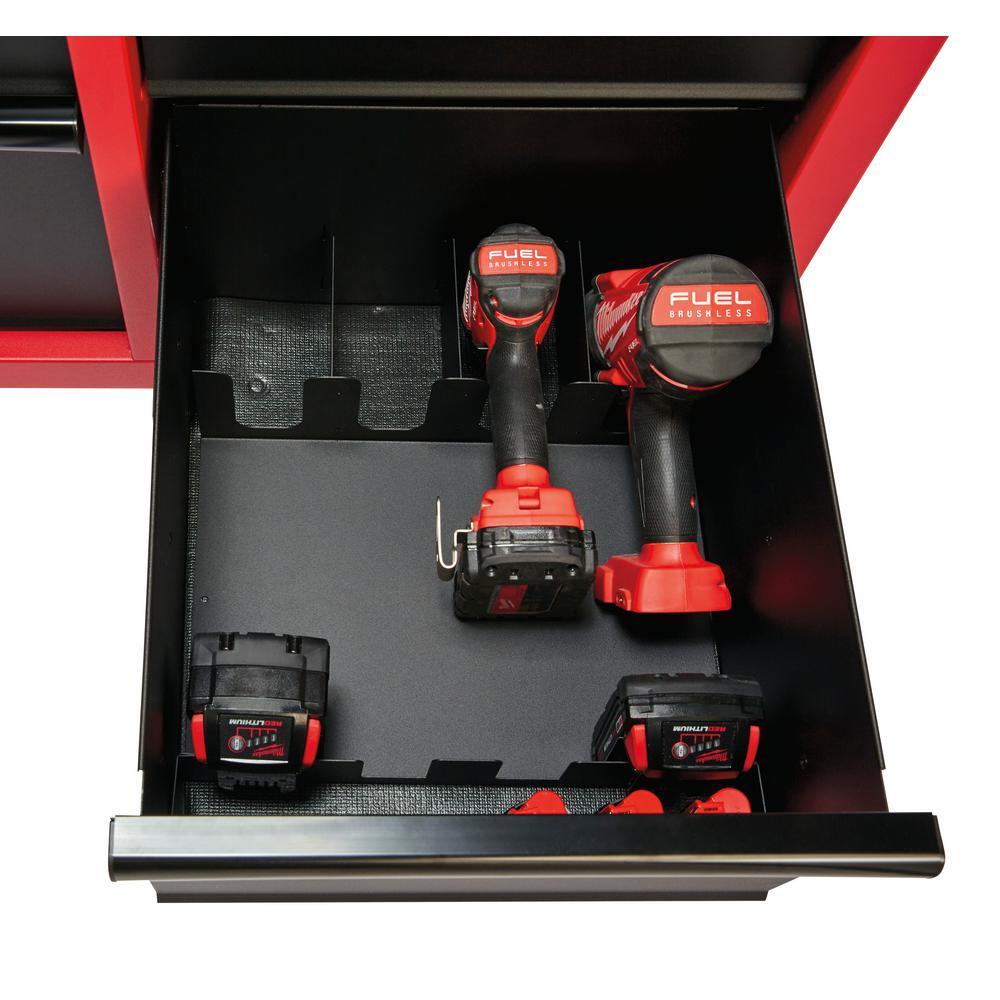46 in. 16-Drawer Steel Tool Chest and Rolling Cabinet Set, Textured Red and Black Matte - Super Arbor