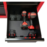 46 in. 16-Drawer Steel Tool Chest and Rolling Cabinet Set, Textured Red and Black Matte - Super Arbor