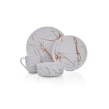 16-Piece Casual Gold and White Porcelain Dinnerware Set (Set for 4)
