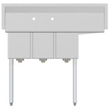 Freestanding Stainless Steel 45 in. 2-Hole Triple Bowl Commercial Kitchen Sink