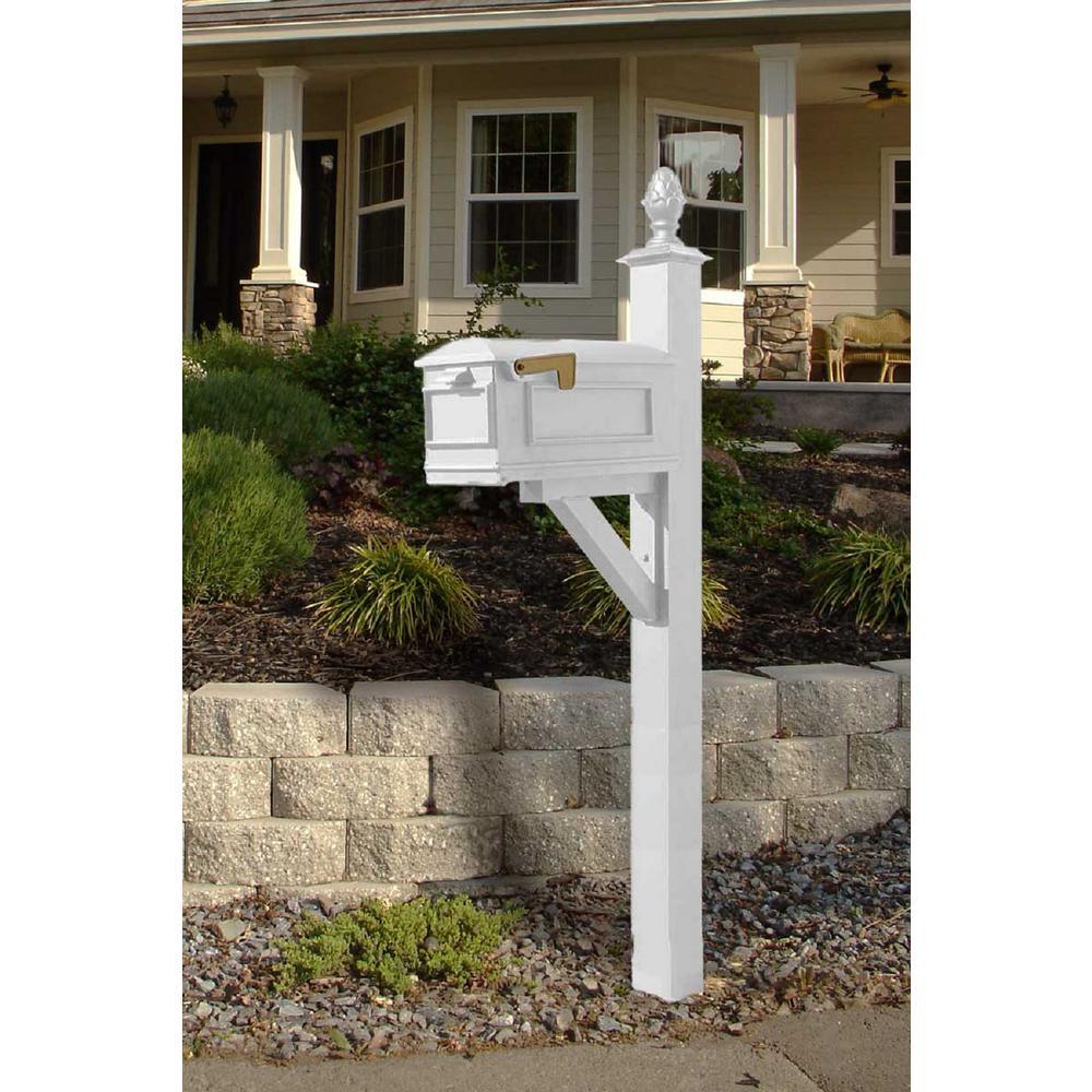 Westhaven White Post Mounted Non-Locking Cast Aluminum Mailbox System - Super Arbor