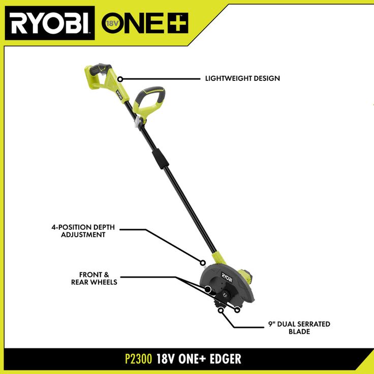 RYOBI ONE+ 9 in. 18-Volt Lithium-Ion Cordless Edger - 1.3 Ah Battery and Charger Included