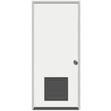 30 in. x 80 in. Premium Vented Flush White Primed Left-Hand Outswing Steel Prehung Front Door with 4 in. Wall - Super Arbor
