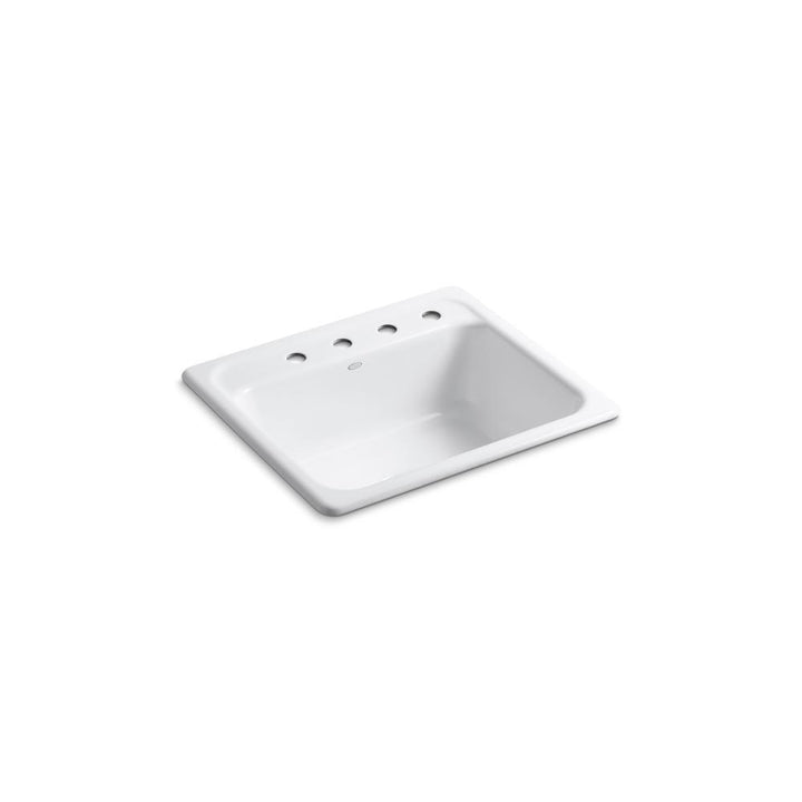 Mayfield White Cast Iron 25 in. 4-Hole Single Bowl Drop-in Kitchen Sink - Super Arbor