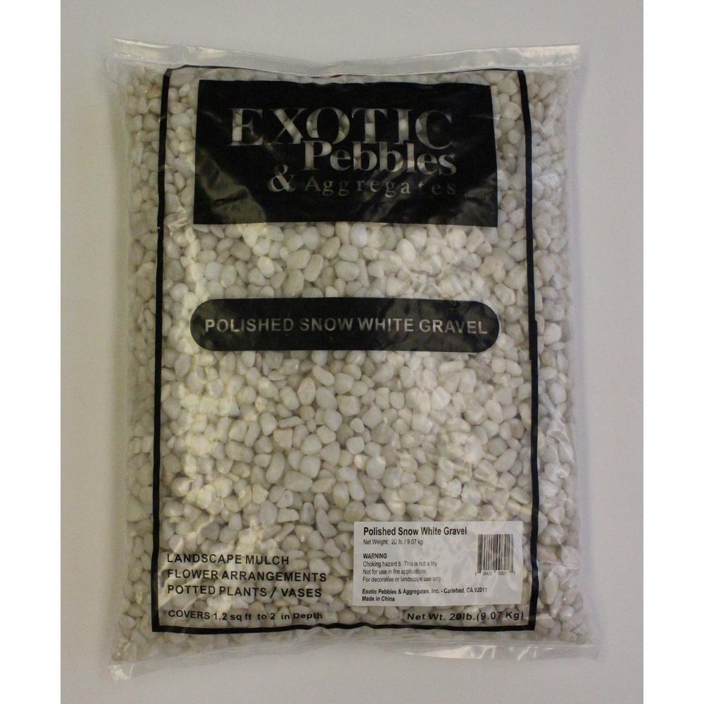 3/8 in. Polished Snow White Gravel (20 lbs. Bag) - Super Arbor