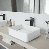VIGO Jasmine Handmade Matte Stone Rectangle Vessel Bathroom Sink in Matte White