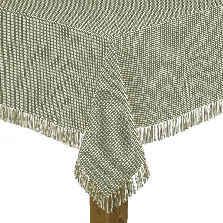 Homespun Fringed 60 in. x 102 in. Red 100% Cotton Tablecloth