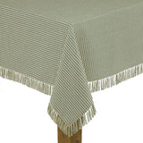 Homespun Fringed 60 in. x 102 in. Red 100% Cotton Tablecloth