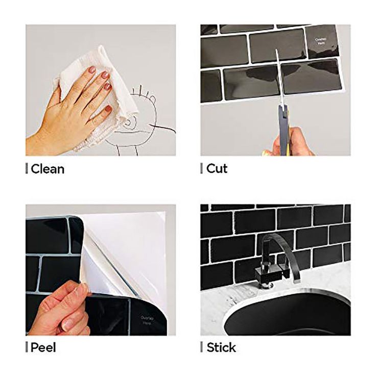Subway Black 12 in. W x 12 in. H Peel and Stick Decorative Mosaic Wall Tile Backsplash (5 Tiles)
