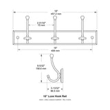 Luxe 18 in. White and Champagne Bronze Hook Rack