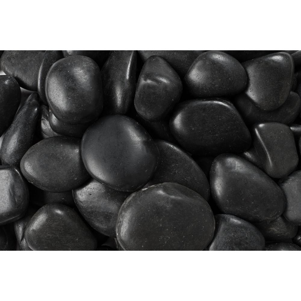 Rain Forest 20 lb. Grade A Black Polished Pebbles 1 in. to 2 in. - Super Arbor