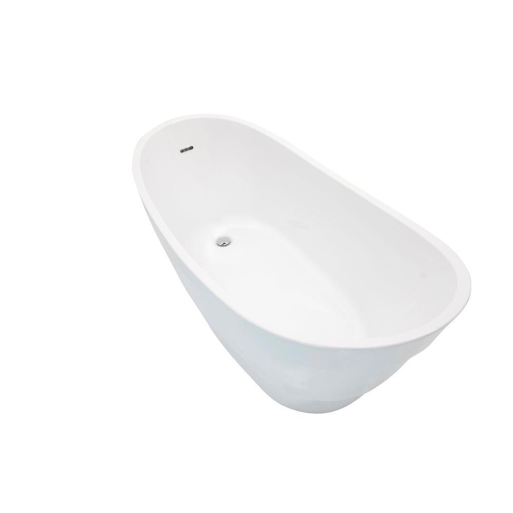 Stratus 5.6 ft. Acrylic Reversible Drain Freestanding Bathtub in Glossy White - Super Arbor