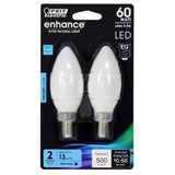 Feit Electric 60-Watt Equivalent B10 Candelabra Dimmable Filament CEC Frosted Glass Chandelier LED Light Bulb, Daylight (2-Pack)