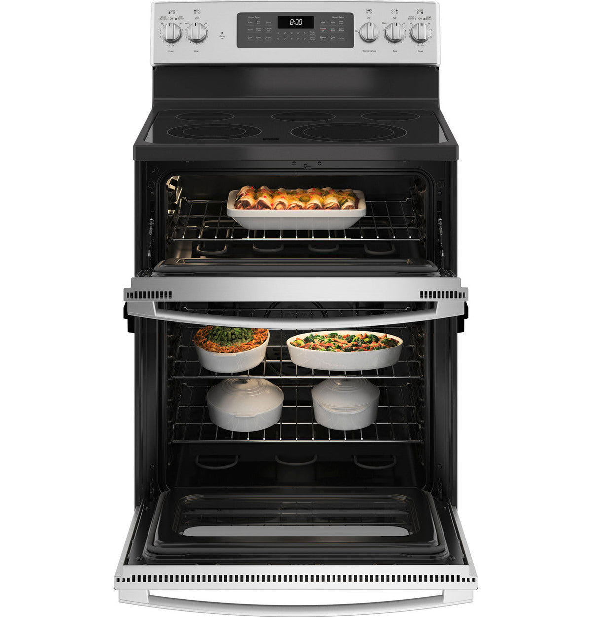 GE 30 in. 6.6 cu. ft. Double Oven Electric Range with Steam-Cleaning Convection Oven in Stainless Steel