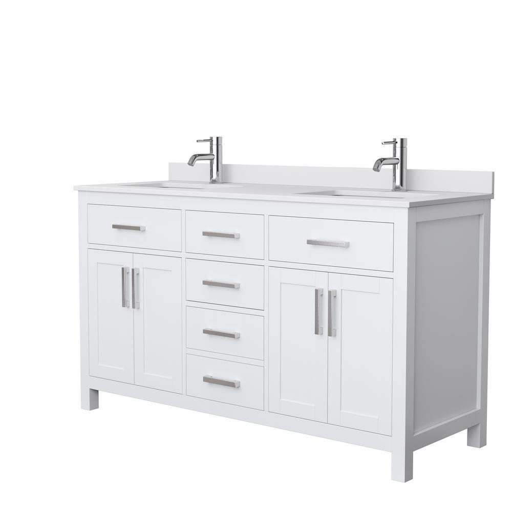 Beckett 42 in. W x 22 in. D Single Vanity in White with Cultured Marble Vanity Top in White with White Basin - Super Arbor