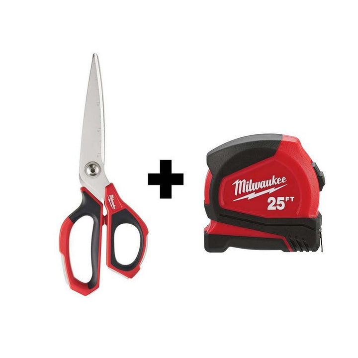 Jobsite Straight Scissors W/ 25 ft. Compact Tape Measure - Super Arbor