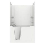 Rampart Nova Heated 5 ft. Walk-in Whirlpool Bathtub with 6 in. Tile Easy Up Adhesive Wall Surround in Biscuit - Super Arbor